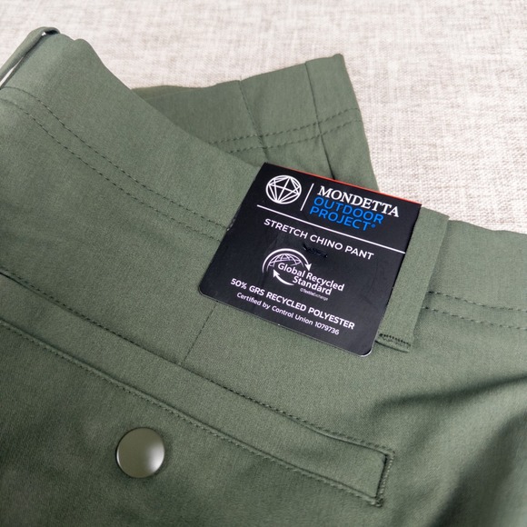 Mondetta Outdoor Project Stretch Chino Pants Men 34x29 Olive Green Tech Travel - Picture 5 of 11
